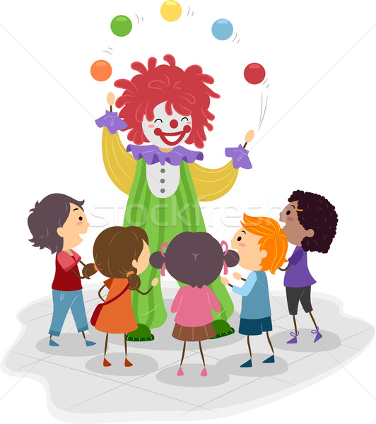 Clown Illustration Kinder beobachten Kind Junge Stock foto © lenm