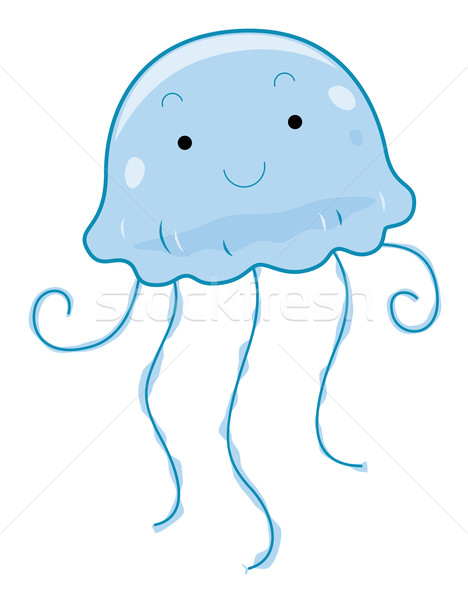Stock fotó: Aranyos · meduza · vágási · körvonal · állat · rajz · tengeri