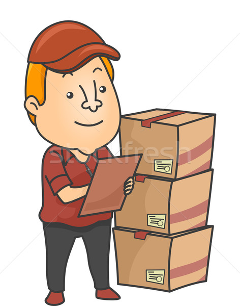 Homme logistique fret illustration inventaire suivre [[stock_photo]] © lenm