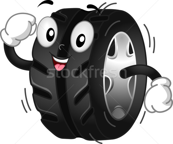Foto stock: Neumático · mascota · ilustración · ejecutando · Cartoon · movimiento