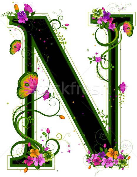 Floral alfabeto flores borboleta cartas Foto stock © lenm