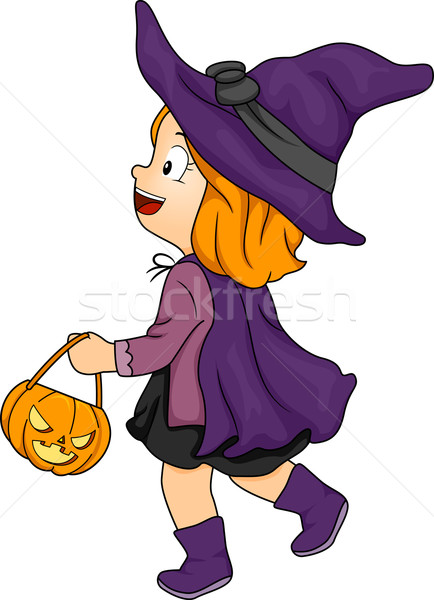 Boszorkány lány trükk csemege halloween illusztráció Stock fotó © lenm