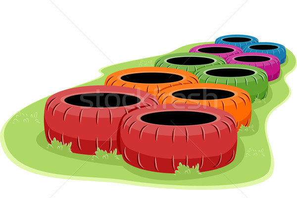 Illustration pneus aire de jeux vecteur Photo stock © lenm