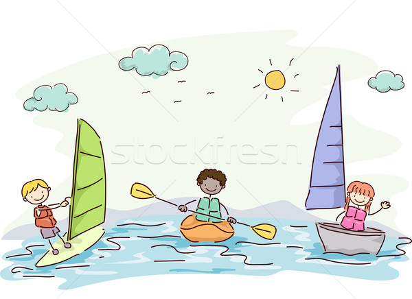 Stockfoto: Water · sport · illustratie · kinderen · uit · verschillend