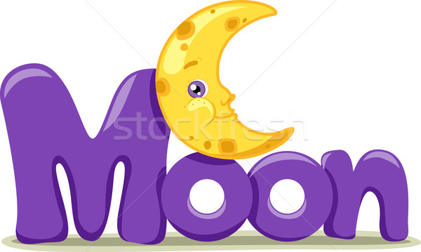 Księżyc tekst ilustracja słowo edukacji noc Zdjęcia stock © lenm