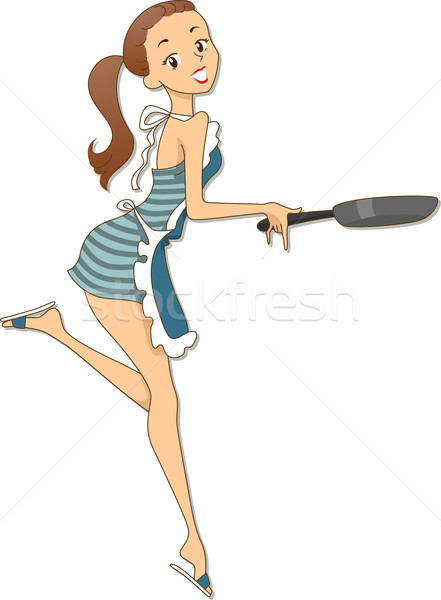 Főzés blog fejléc illusztráció női szakács Stock fotó © lenm