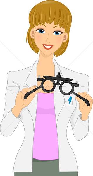 Okulista ilustracja kobiet oka badanie dziewczyna Zdjęcia stock © lenm
