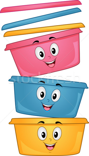 Voedsel container mascottes mascotte illustratie Stockfoto © lenm