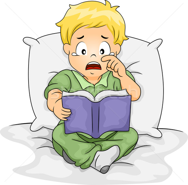 Caucasian Boy Crying Over a Story Book Stock photo © lenm