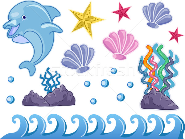 Subacquea elementi illustrazione mare design Ocean Foto d'archivio © lenm