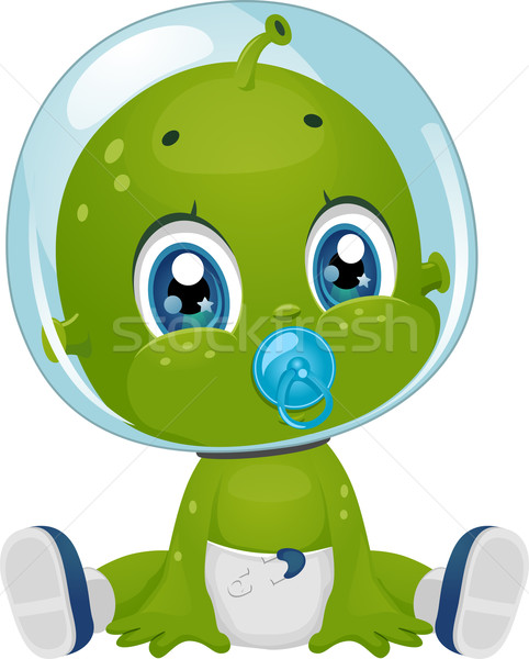 Alienígena bebê menino fralda chupeta ilustração Foto stock © lenm