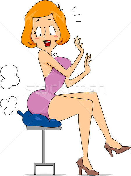 Kussen illustratie vrouw vergadering grappig geluid Stockfoto © lenm
