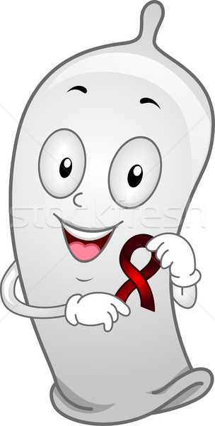 Stock photo: Condom Wearing a Red Ribbon