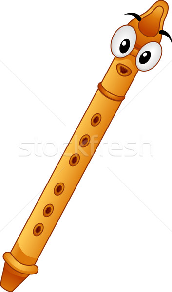 Flûte mascotte illustration musique sonores vecteur Photo stock © lenm