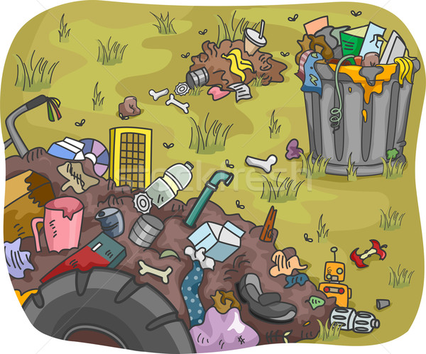 [[stock_photo]]: Déchets · illustration · cartoon · pollution · ordures · sale