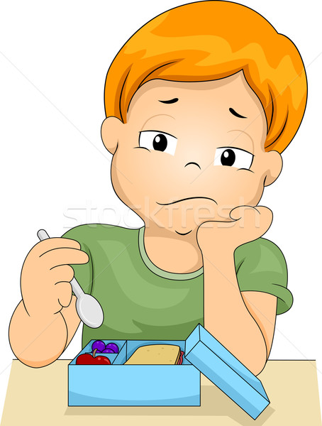 Băiat apetit ilustrare plictisit alimente Imagine de stoc © lenm