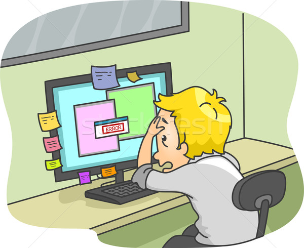 Errore di uomo illustrazione frustrato computer Foto d'archivio © lenm