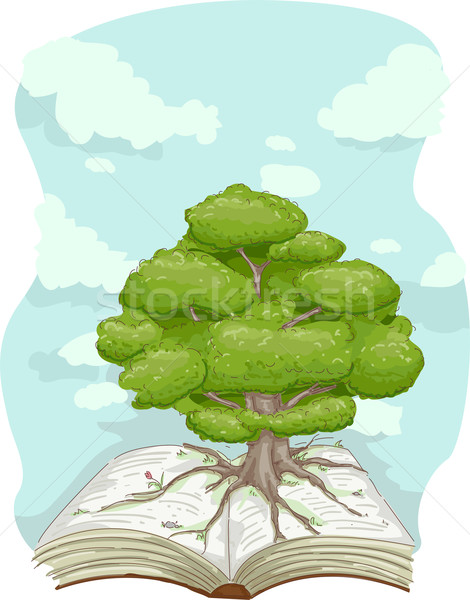 Copac carte ilustrare în picioare gigant natură Imagine de stoc © lenm