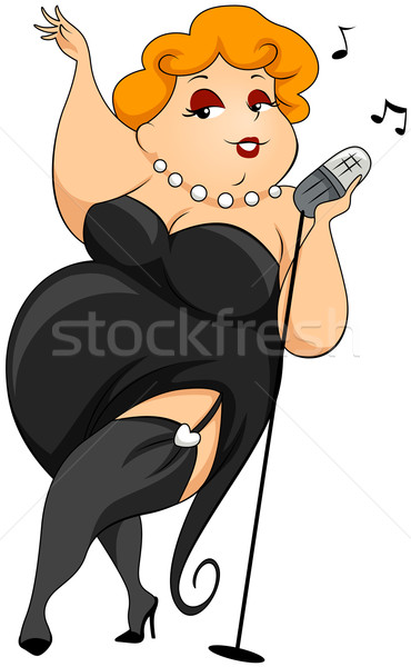 Foto stock: Mujer · cantando · retro · Cartoon · rendimiento