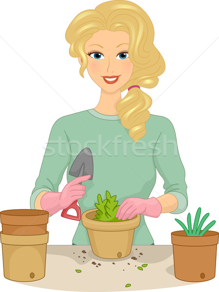 Planting Girl Stock photo © lenm