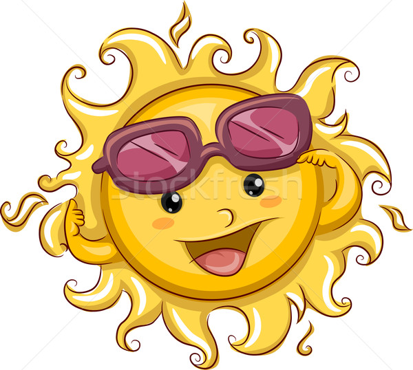 Stockfoto: Illustratie · zon · gedeeltelijk · cool · zonnebril