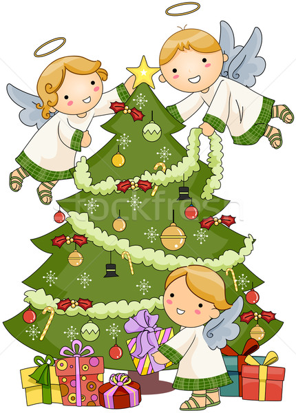 Navidad ángeles árbol de navidad regalos vacaciones Foto stock © lenm