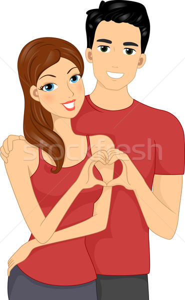 情侶 手勢 插圖 心臟 女子 女 商業照片 © lenm