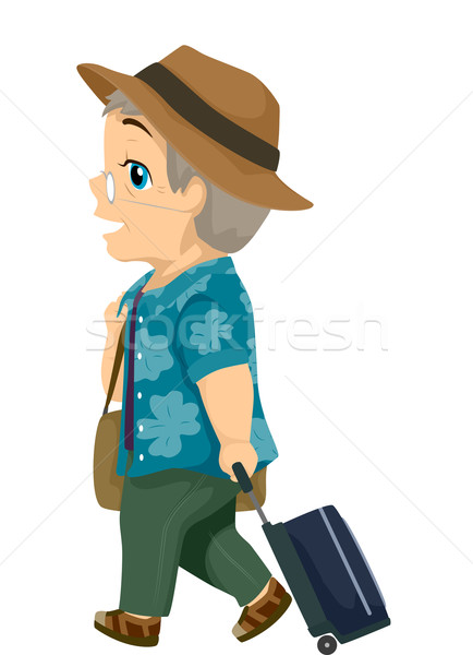 Starszy człowiek podróży ilustracja mężczyzna senior Zdjęcia stock © lenm