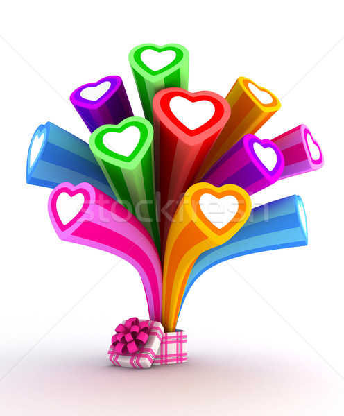 Színes szívek illusztráció szeretet doboz ajándék Stock fotó © lenm