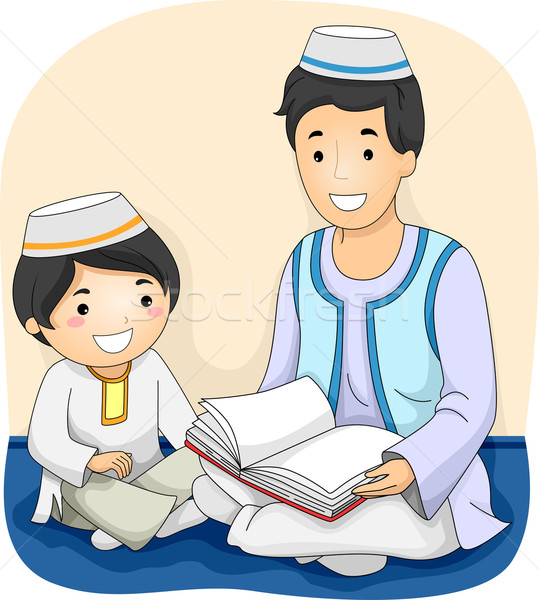 Kid Boy Man Muslim Bible Stock photo © lenm