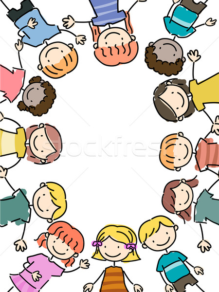 Kinder Rahmen Illustration schließen zusammen Mädchen Stock foto © lenm