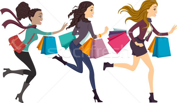 Female Shoppers Running Stock photo © lenm