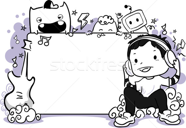 Doodle Monsters Music Frame Stock photo © lenm