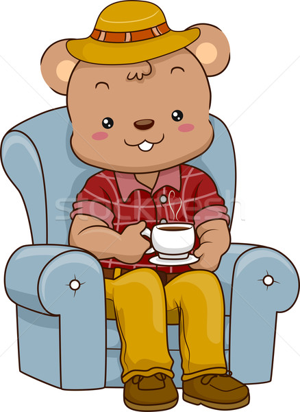 Apuci medve kávé illusztráció felnőtt férfi Stock fotó © lenm
