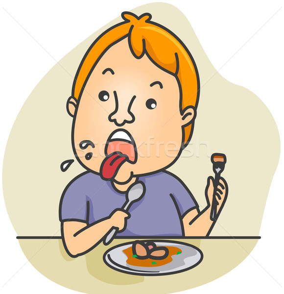 Dezgust ilustrare om alimente masculin limbă Imagine de stoc © lenm