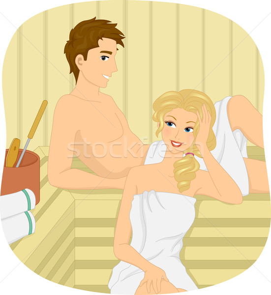 Para sauna ilustracja relaks kąpieli wakacje Zdjęcia stock © lenm
