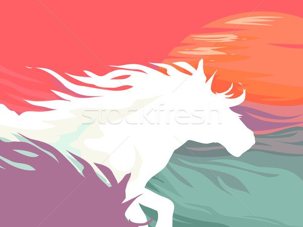 Horse Silhouette Run Design Stock photo © lenm