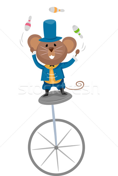戲法 鼠標 插圖 保齡球 騎術 獨輪車 商業照片 © lenm