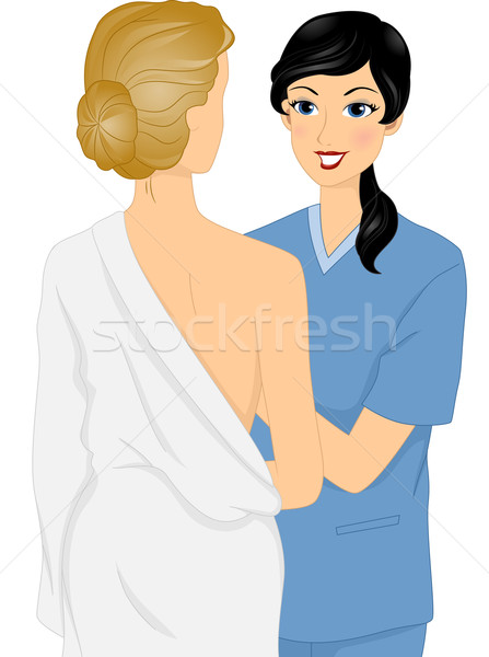 女孩 醫生 乳房 考試 插圖 女孩 商業照片 © lenm