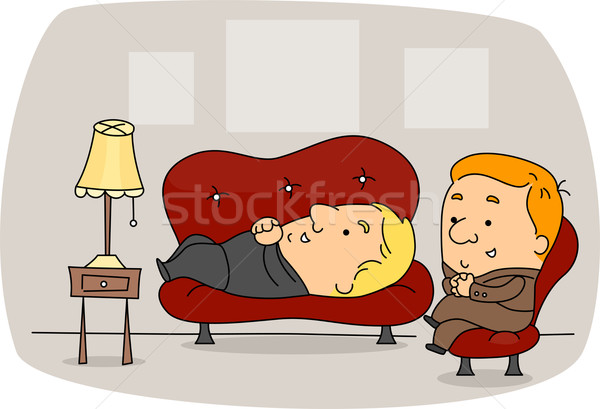Psychiater Illustration Arbeit Couch männlich Therapie Stock foto © lenm