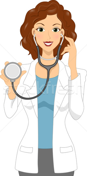 Női orvos illusztráció tart sztetoszkóp nő Stock fotó © lenm