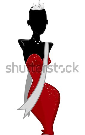 Foto stock: Manequim · vestido · ilustração · preto · sensual · vermelho