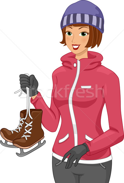 Foto stock: Hielo · patinador · nina · ilustración · mujer