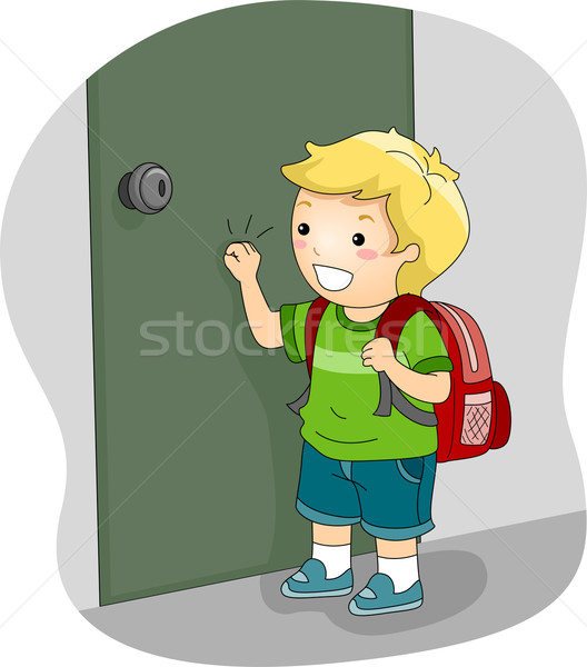 Boy Knocking on a Door Stock photo © lenm