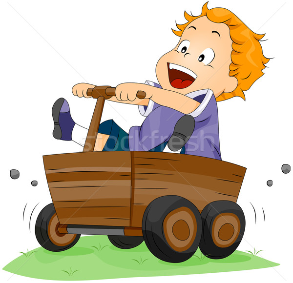 Boy on Wooden Kart Stock photo © lenm