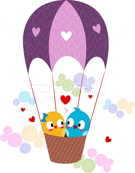 Stock photo: Lovebirds in a Hot Air Balloon