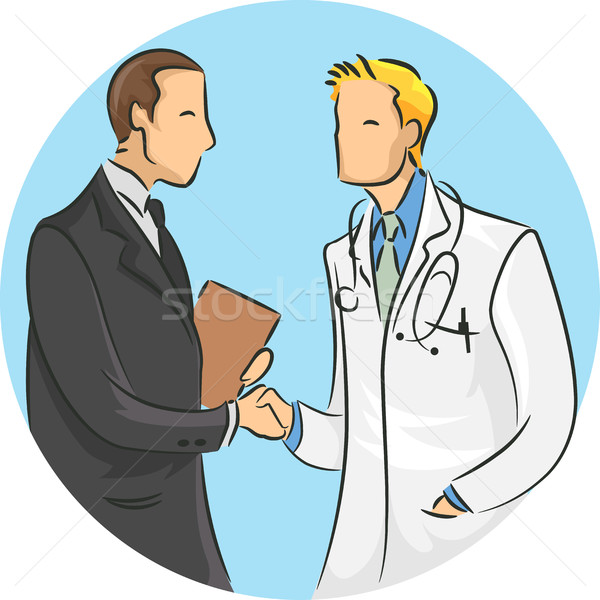 Férfi orvos kézfogás gyógyszeripari illusztráció orvosi Stock fotó © lenm