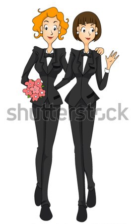 Melegházasság illusztráció homoszexuális pár esküvő viselet Stock fotó © lenm