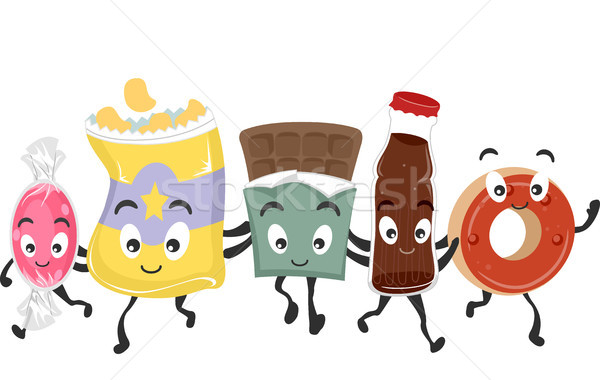 Grupo mascotes mascote ilustração comida Foto stock © lenm