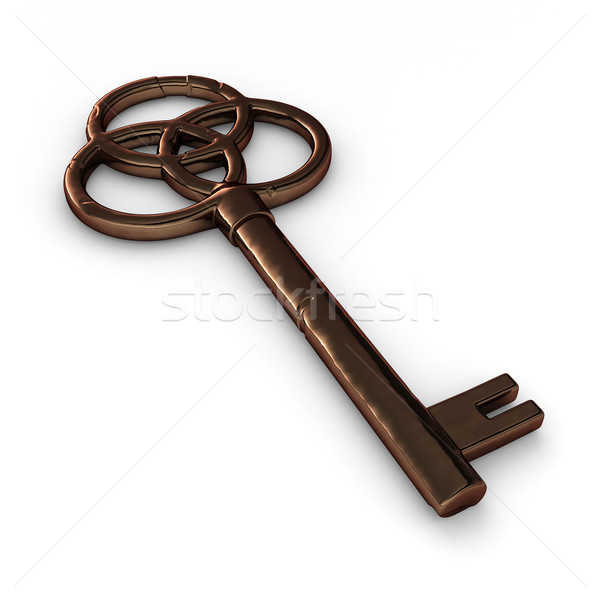Antiken Schlüssel 3D-Darstellung Karikatur Lösung Illustration Stock foto © lenm